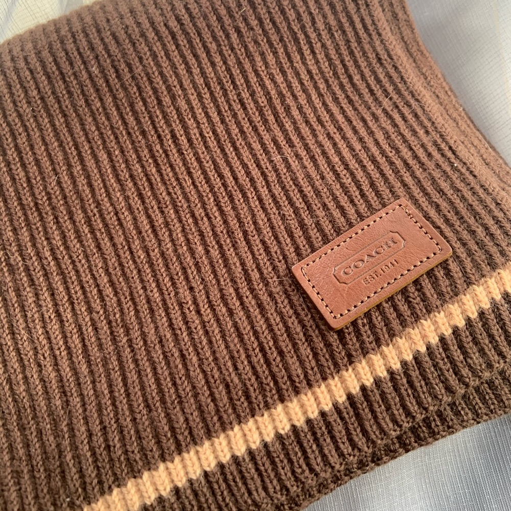 Coach Brown Ribbed Scarf - Picture 2 of 6